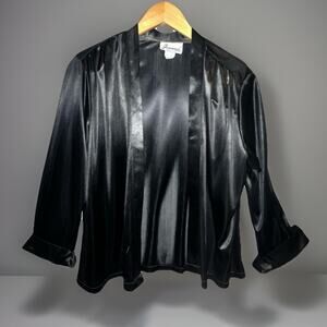 Joanna Black Silver Shimmer Evening Jacket Topper Small USA Cocktail Silky Party